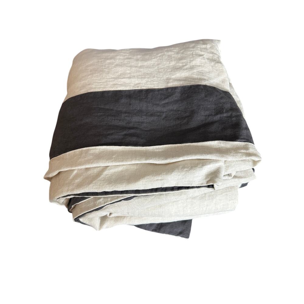 WIlliams-Sonoma 100% Linen Duvet Cover Colorblock Made in Italy Queen